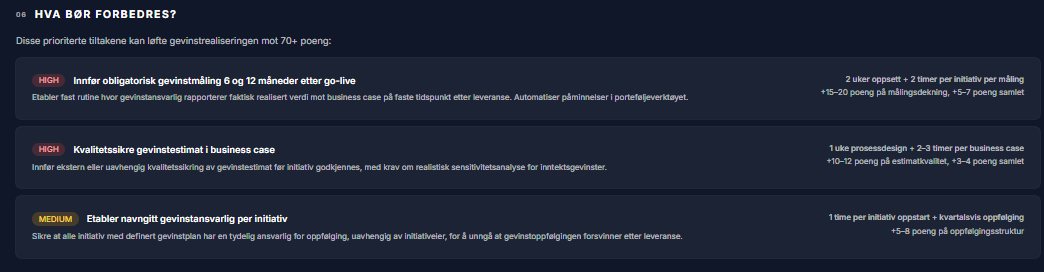 Prioriterte forbedringer
